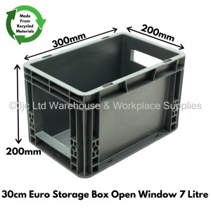 Heavy Duty Stacking Euro Box 30cm 7 Litre Open Window